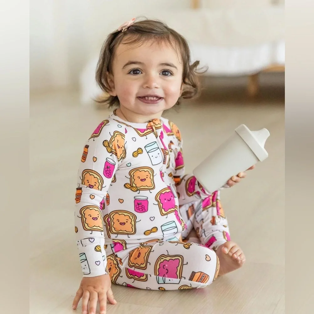 PB+GRAPE| ‘Peanut Butter Jelly’ Bamboo Footie Pajamas
